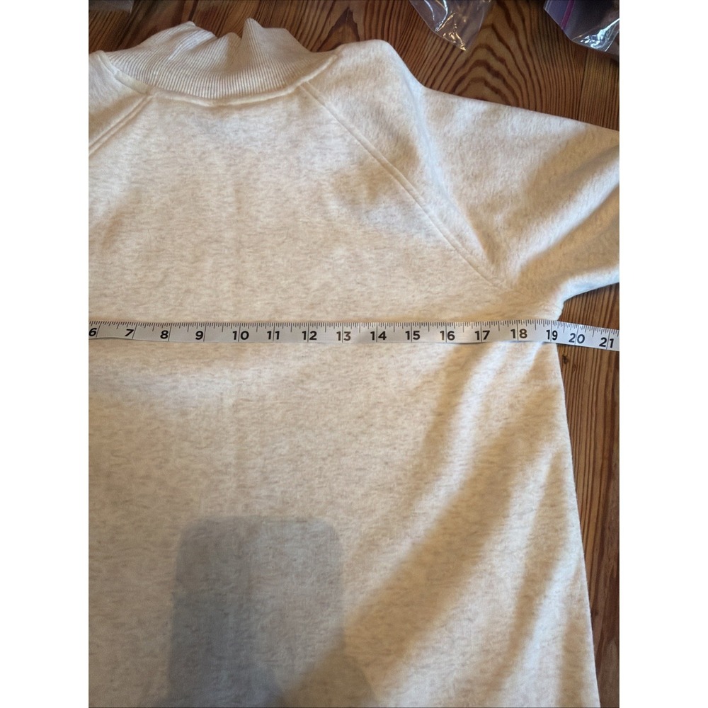 Athleta XS Cozy Karma Side Zip Funnel Neck Sweatshirt Off White Fleece Lined - Picture 3 of 9